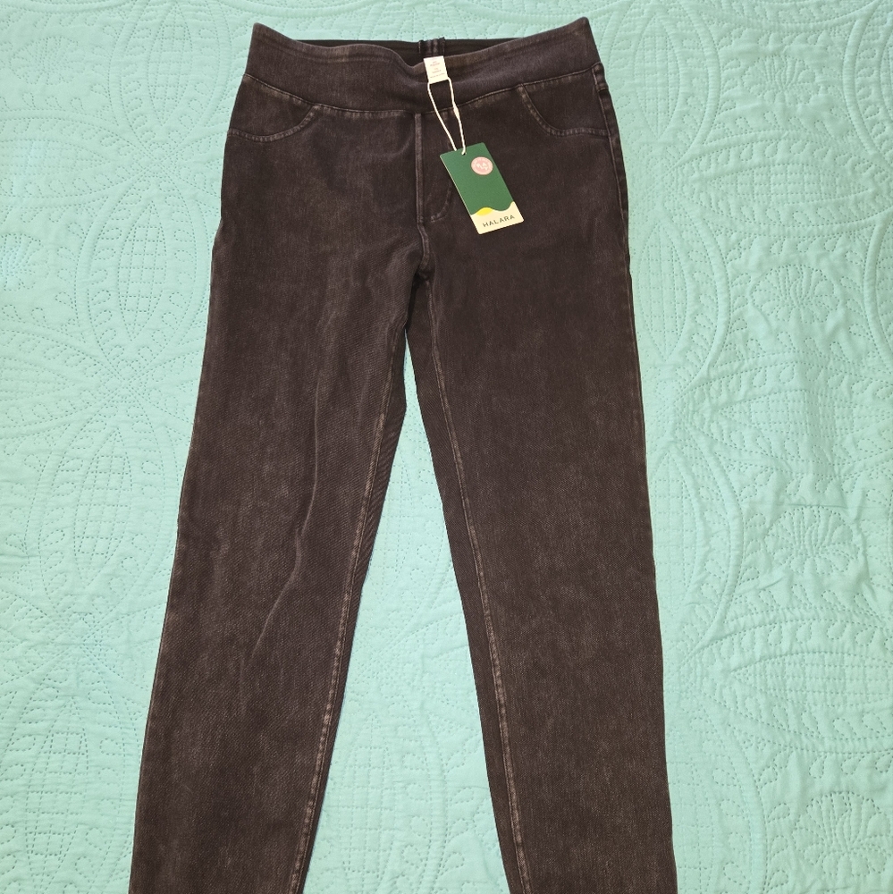 Halara Flex High Waisted Back Side Pocket Stretchy Knit Denim Casual Leggings
